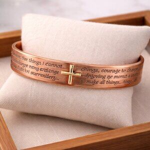 NWOT Men’s Engraved Pure Copper Bracelet with Cross